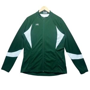 Under Armour Women's Full Zip Green Jacket Athletic Warm Up Loose Fit RETRO‎